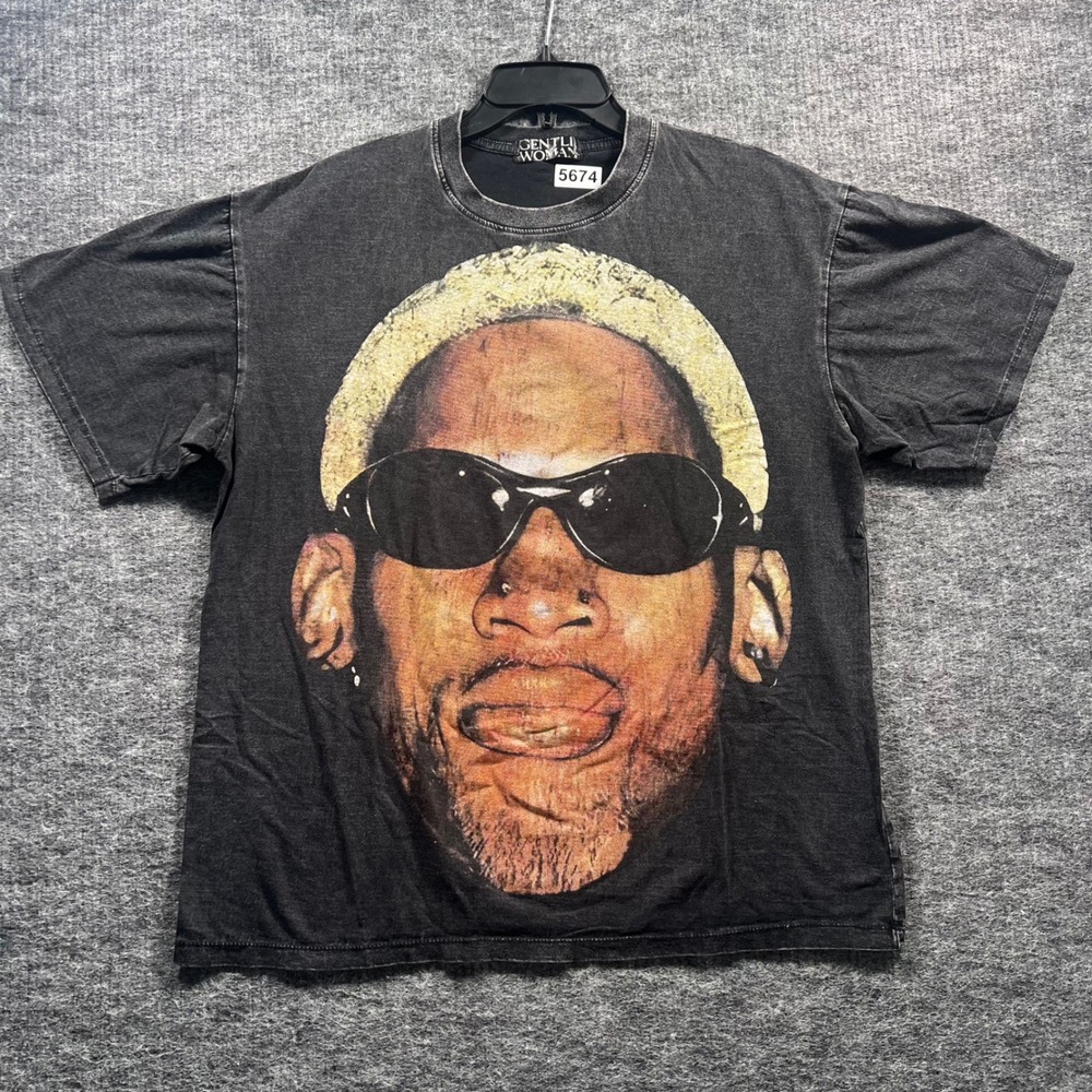 Gentle Woman Dennis Rodman Graphic T-Shirt XL Charcoal Acid Wash I'm Back Tee